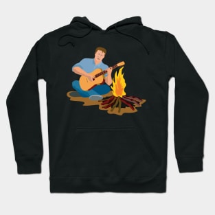 Man Playing Guitar Campfire Retro Hoodie